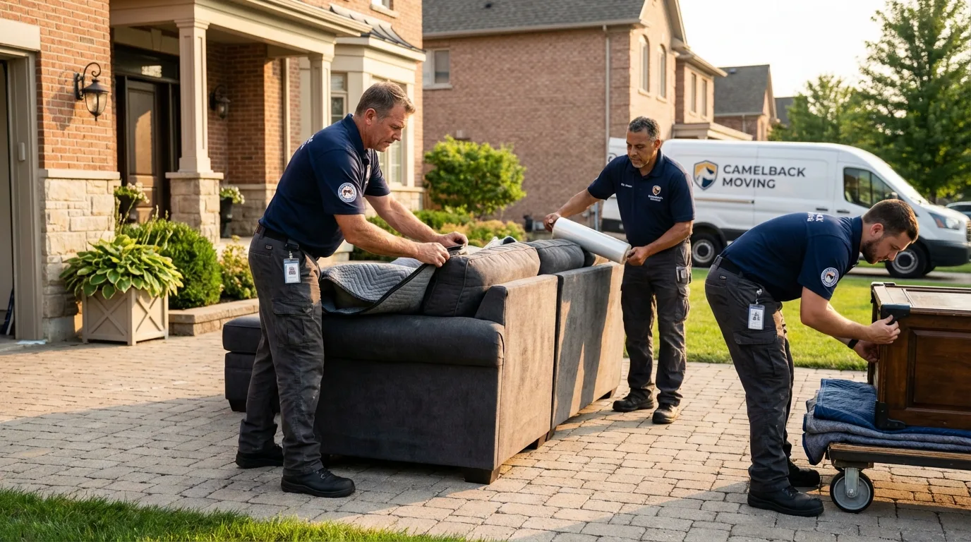 Large estate moving crew wrapping furniture in Trenton, NC