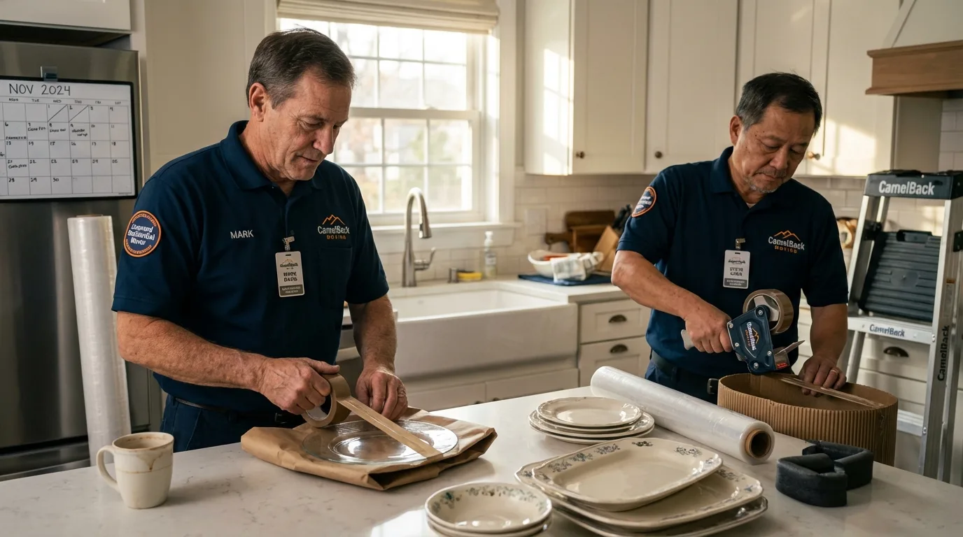 Professional crew packing kitchen dishware in Trenton, NC